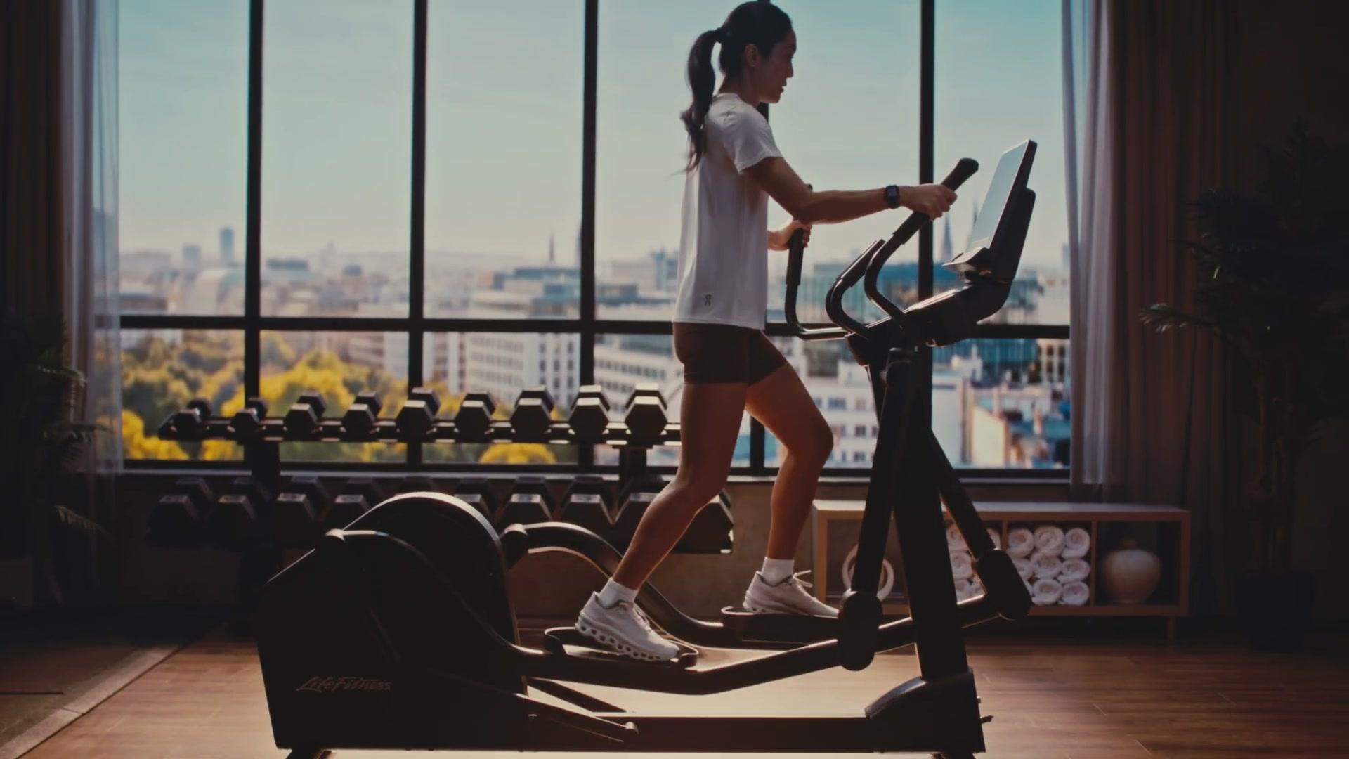 Life Fitness Atmos elliptical lifestyle frame on the hotel-gym set