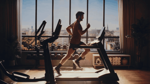 Life Fitness Atmos treadmill animated loop, alternate angle
